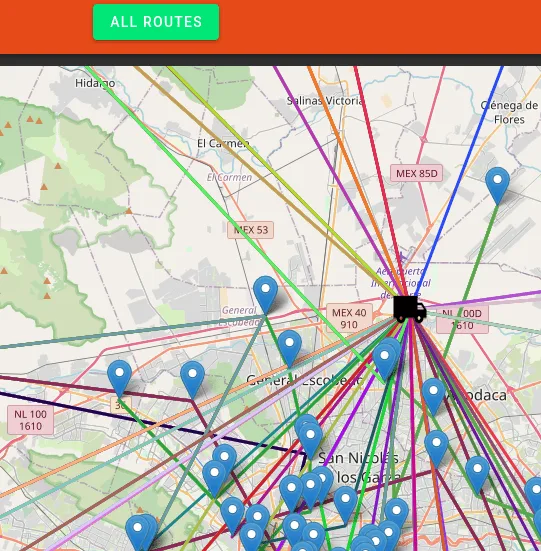 Map of routes in the Vue routing visualizer